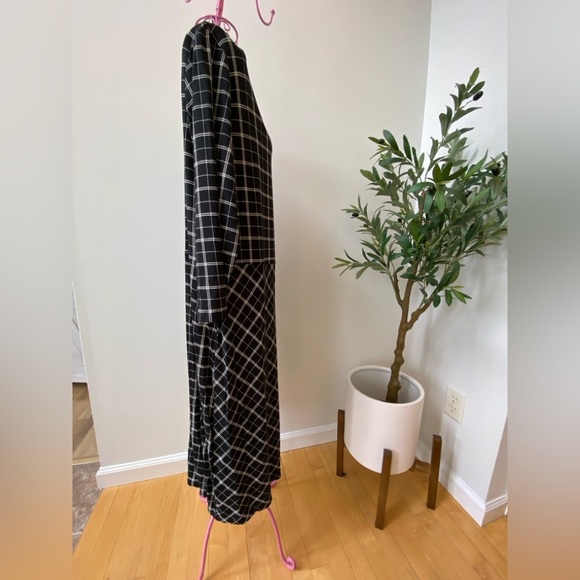J Jill Wearever Collection Windowpane Sheath Black Dress Womens L Faux Wrap NWT - Picture 4 of 11